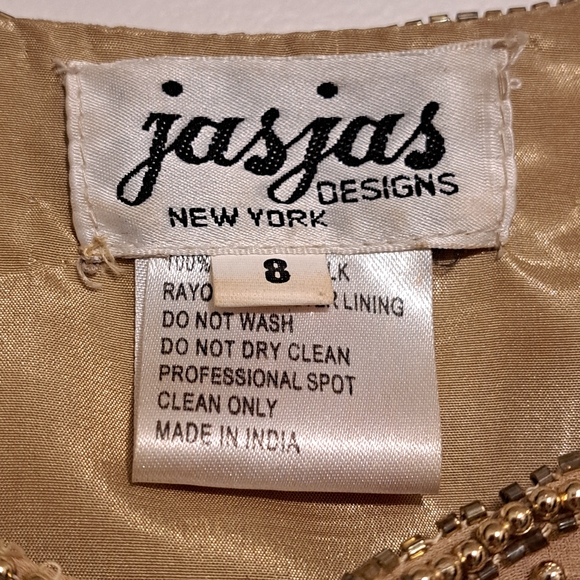 Vintage Jasjas NY Beaded Jacket Size 8 Gold Sequin Embroidered Evening Gatsby - Picture 4 of 4